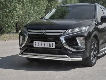 15 299 р. Защита переднего бампера (Ø63 мм, нержавейка) SLITKOFF  Mitsubishi Eclipse Cross  GK (2017-2021) дорестайлинг  с доставкой в г. Керчь. Увеличить фотографию 4