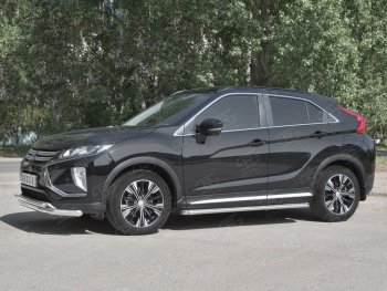 18 449 р. Защита переднего бампера (2 трубы Ø63 и 42 мм, нержавейка) SLITKOFF  Mitsubishi Eclipse Cross  GK (2017-2021) дорестайлинг  с доставкой в г. Керчь. Увеличить фотографию 2