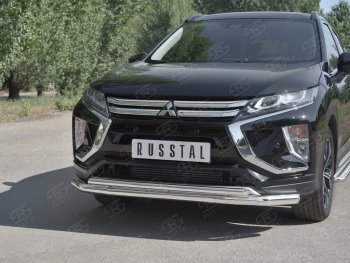 18 449 р. Защита переднего бампера (2 трубы Ø63 и 42 мм, нержавейка) SLITKOFF  Mitsubishi Eclipse Cross  GK (2017-2021) дорестайлинг  с доставкой в г. Керчь. Увеличить фотографию 4