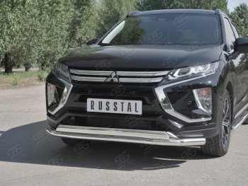 22 099 р. Защита переднего бампера (2 трубы Ø63 и 75х42 мм, нержавейка) SLITKOFF Mitsubishi Eclipse Cross GK дорестайлинг (2017-2021)  с доставкой в г. Керчь. Увеличить фотографию 4