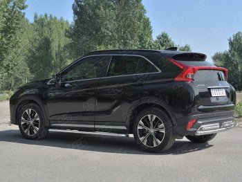 16 699 р. Защита заднего бампера (2 трубы Ø63 и 42 мм, нержавейка) SLITKOFF  Mitsubishi Eclipse Cross  GK (2017-2021) дорестайлинг  с доставкой в г. Керчь. Увеличить фотографию 2