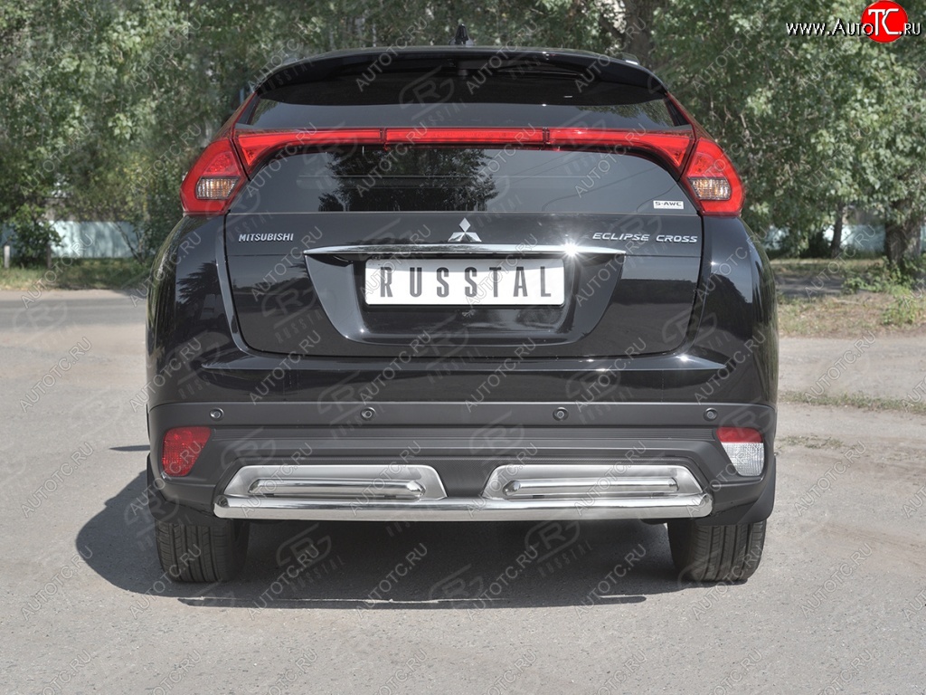 16 699 р. Защита заднего бампера (2 трубы Ø63 и 42 мм, нержавейка) SLITKOFF  Mitsubishi Eclipse Cross  GK (2017-2021) дорестайлинг  с доставкой в г. Керчь