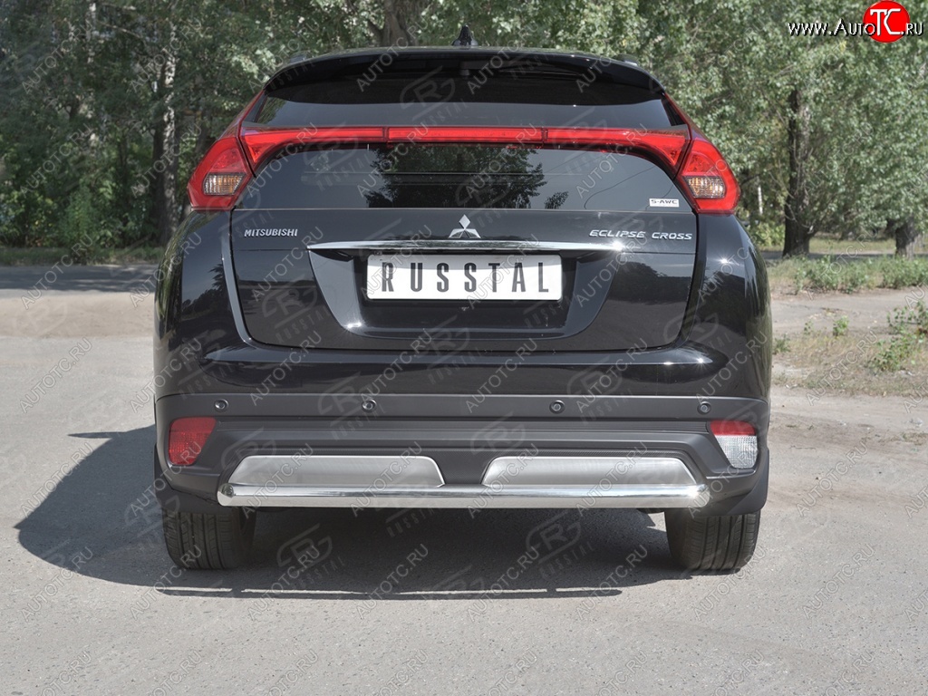 14 399 р. Защита заднего бампера (Ø63 мм, нержавейка) SLITKOFF  Mitsubishi Eclipse Cross  GK (2017-2021) дорестайлинг  с доставкой в г. Керчь