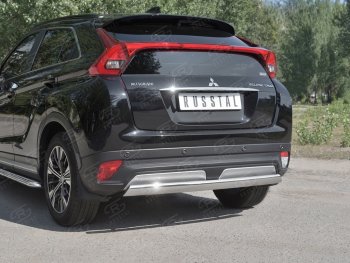 12 999 р. Защита заднего бампера (Ø75х42 мм, нержавейка) Russtal Mitsubishi Eclipse Cross GK дорестайлинг (2017-2021)  с доставкой в г. Керчь. Увеличить фотографию 4