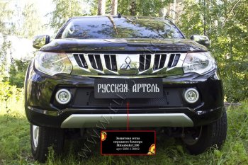 1 979 р. Защитная сетка решетки переднего бампера (шагрень) РА  Mitsubishi L200  5 KK,KL (2015-2019) дорестайлинг  с доставкой в г. Керчь. Увеличить фотографию 3