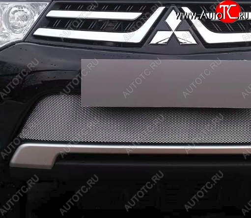 1 539 р. Защитная сетка на бампер (рестайлинг) Russtal (хром) Mitsubishi L200 5 KK,KL дорестайлинг (2015-2019)  с доставкой в г. Керчь