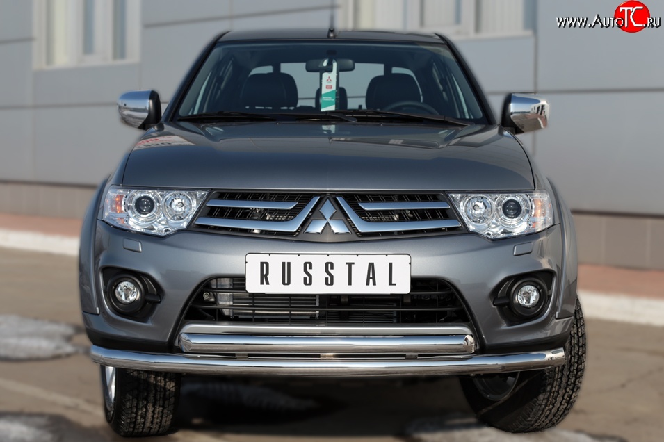 18 799 р. Защита переднего бампера (2 трубыØ63 мм, нержавейка) SLITKOFF  Mitsubishi L200  5 KK,KL (2015-2019) дорестайлинг  с доставкой в г. Керчь