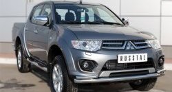 17 949 р. Защита переднего бампера (2 трубыØ63 и 42 мм, нержавейка) SLITKOFF  Mitsubishi L200  5 KK,KL (2015-2019) дорестайлинг  с доставкой в г. Керчь. Увеличить фотографию 2