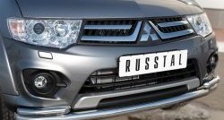 17 949 р. Защита переднего бампера (2 трубыØ63 и 42 мм, нержавейка) SLITKOFF  Mitsubishi L200  5 KK,KL (2015-2019) дорестайлинг  с доставкой в г. Керчь. Увеличить фотографию 3