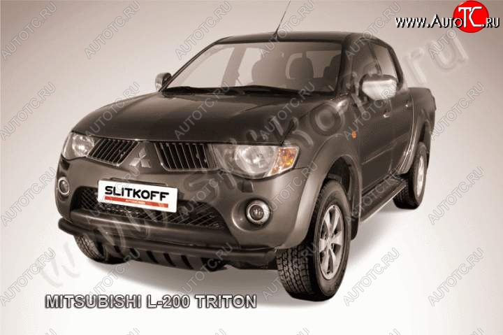 7 599 р. Защита переднего бампера из трубы d57 Slitkoff Mitsubishi L200 5 KK,KL дорестайлинг (2015-2019) (Цвет: серебристый)  с доставкой в г. Керчь