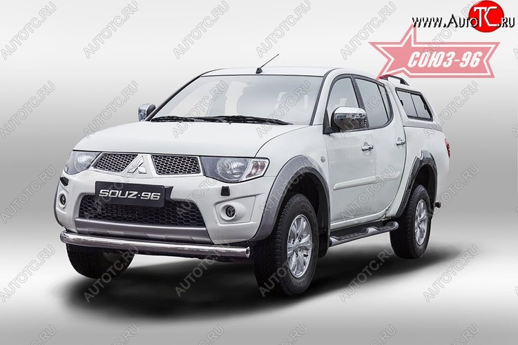 11 654 р. Защита переднего бампера одинарная Souz-96 (d76) Mitsubishi L200 5 KK,KL дорестайлинг (2015-2019)  с доставкой в г. Керчь