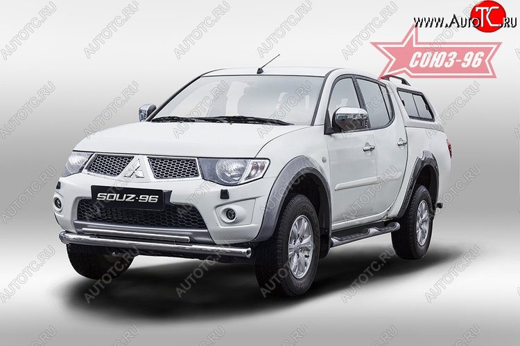 15 254 р. Защита переднего бампера двойная Souz-96 (d76/42) Mitsubishi L200 5 KK,KL дорестайлинг (2015-2019)  с доставкой в г. Керчь