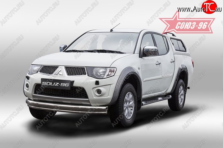 15 254 р. Защита переднего бампера двойная Souz-96 (d76/42) Mitsubishi L200 5 KK,KL дорестайлинг (2015-2019)  с доставкой в г. Керчь