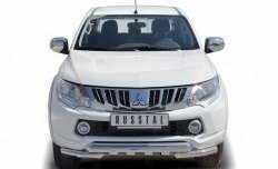 Защита переднего бампера (Ø63 мм с зубами, нержавейка) SLITKOFF Mitsubishi L200  5 KK,KL (2018-2022) рестайлинг