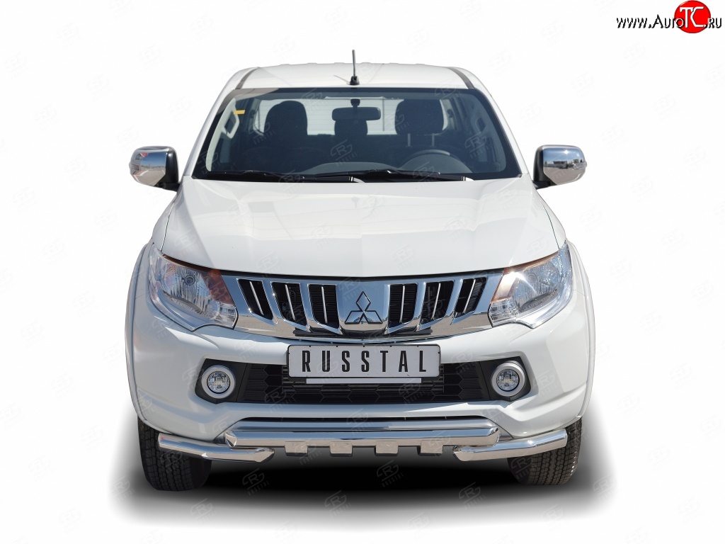 26 499 р. Защита переднего бампера (Ø63 мм с зубами, нержавейка) SLITKOFF  Mitsubishi L200  5 KK,KL (2018-2022) рестайлинг  с доставкой в г. Керчь