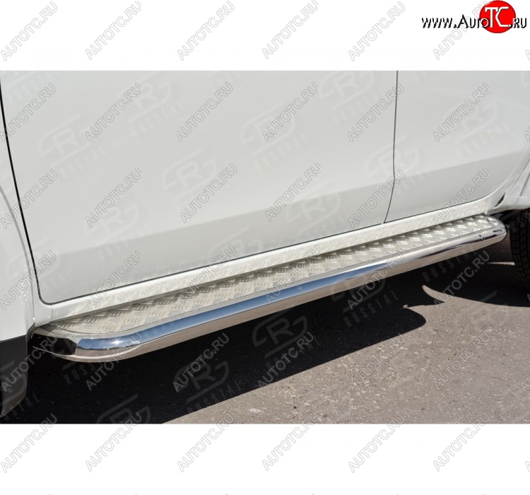 43 999 р. Порожки для ног (Ø63) SLITKOFF  Mitsubishi L200  5 KK,KL (2015-2019) дорестайлинг (лист - нержавейка, профиль - нержавейка)  с доставкой в г. Керчь