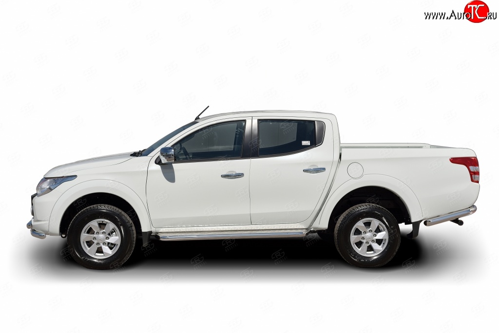 85 999 р. Широкая защита порогов (рестайлинг) Russtal Mitsubishi L200 5 KK,KL дорестайлинг (2015-2019) (Защита порогов с со скосами на торцах (вариант 1))  с доставкой в г. Керчь