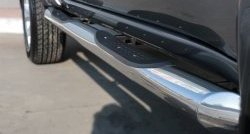 83 999 р. Защита порогов с пластиковыми вставками для ног из круглой трубы диаметром 76 мм Russtal Mitsubishi L200 5 KK,KL дорестайлинг (2015-2019) (Защита порогов с со скосами на торцах (вариант 1))  с доставкой в г. Керчь. Увеличить фотографию 3