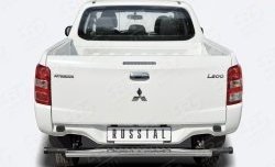 Защита заднего бампера (Ø120х60 мм с проступью, нержавейка) SLITKOFF Mitsubishi L200  5 KK,KL (2015-2019) дорестайлинг