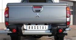 15 699 р. Защита заднего бампера (Ø63 мм уголки, нержавейка) SLITKOFF Mitsubishi L200 5 KK,KL дорестайлинг (2015-2019)  с доставкой в г. Керчь. Увеличить фотографию 2