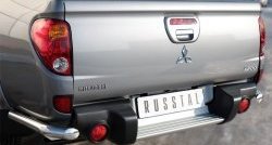 Защита заднего бампера (Ø63 мм уголки, нержавейка) SLITKOFF Mitsubishi L200  5 KK,KL (2015-2019) дорестайлинг