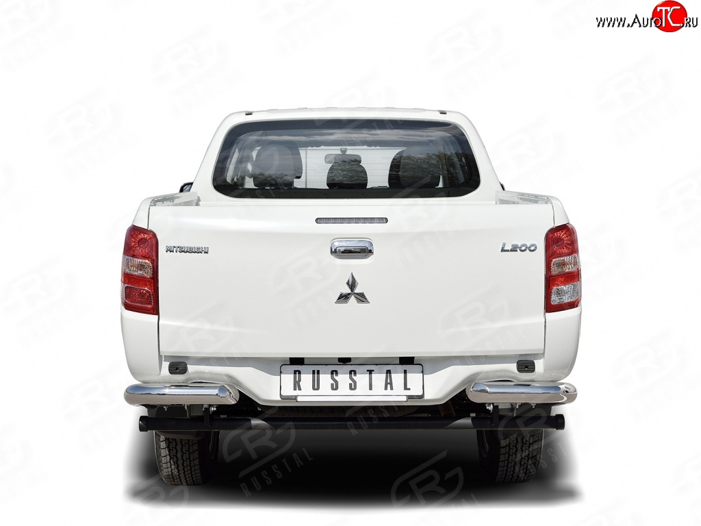 14 849 р. Защита заднего бампера (Ø76 мм уголки, нержавейка) SLITKOFF Mitsubishi L200 5 KK,KL рестайлинг (2018-2022)  с доставкой в г. Керчь