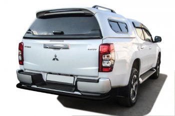 Защита заднего бампера Slitkoff (Ø 57 мм, с бампером) Mitsubishi L200  5 KK,KL (2018-2022) рестайлинг (Сталь с полимерным покрытием. Цвет: черный)