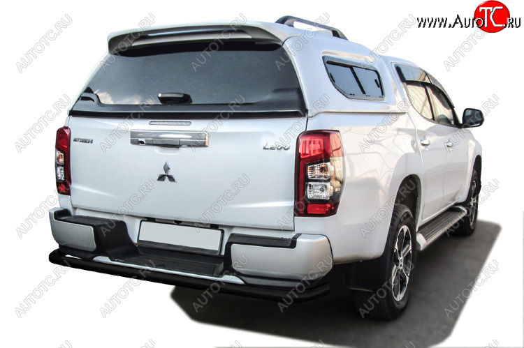 9 999 р. Защита заднего бампера Slitkoff (Ø 57 мм, с бампером)  Mitsubishi L200  5 KK,KL (2018-2022) рестайлинг (Сталь с полимерным покрытием. Цвет: черный)  с доставкой в г. Керчь