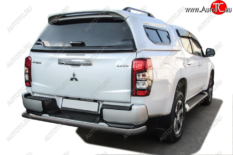 9 999 р. Защита заднего бампера Slitkoff (Ø 57 мм, с бампером)  Mitsubishi L200  5 KK,KL (2018-2022) рестайлинг (Сталь с полимерным покрытием. Цвет: серебристый)  с доставкой в г. Керчь