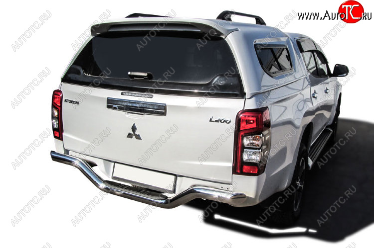 18 349 р. Защита заднего бампера Slitkoff (Ø 76 мм, с проступью, без бампера)  Mitsubishi L200  5 KK,KL (2015-2022) дорестайлинг, рестайлинг (Нержавеющая сталь)  с доставкой в г. Керчь