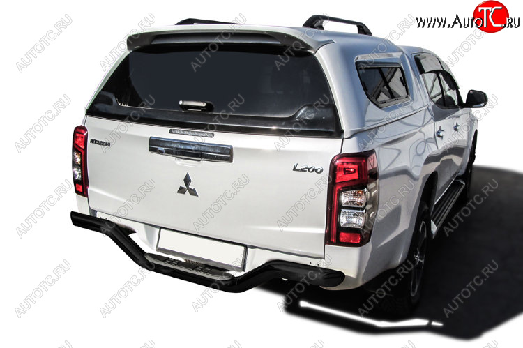 12 849 р. Защита заднего бампера Slitkoff (Ø 76 мм, с проступью, без бампера)  Mitsubishi L200  5 KK,KL (2015-2022) дорестайлинг, рестайлинг (Сталь с полимерным покрытием. Цвет: черный)  с доставкой в г. Керчь