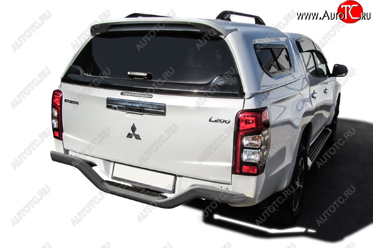 12 849 р. Защита заднего бампера Slitkoff (Ø 76 мм, с проступью, без бампера)  Mitsubishi L200  5 KK,KL (2015-2022) дорестайлинг, рестайлинг (Сталь с полимерным покрытием. Цвет: серебристый)  с доставкой в г. Керчь