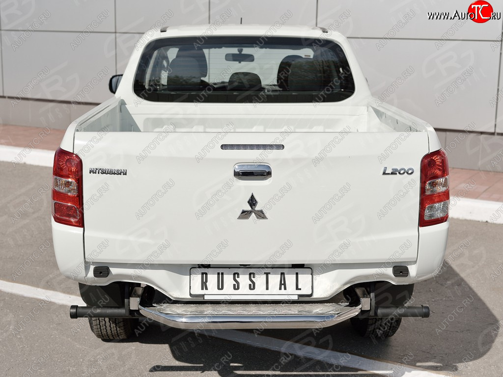 19 799 р. Защита заднего бампера (труба d63 с листом) SLITKOFF  Mitsubishi L200  5 KK,KL (2015-2019) дорестайлинг (Лист алюминий/профиль сталь)  с доставкой в г. Керчь