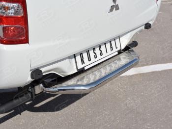 19 799 р. Защита заднего бампера (труба d63 с листом) SLITKOFF  Mitsubishi L200  5 KK,KL (2015-2019) дорестайлинг (Лист алюминий/профиль сталь)  с доставкой в г. Керчь. Увеличить фотографию 3