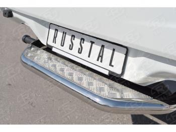 22 849 р. Защита заднего бампера (труба d63 с листом) SLITKOFF  Mitsubishi L200  5 KK,KL (2015-2019) дорестайлинг (Лист алюминий/профиль нержавейка)  с доставкой в г. Керчь. Увеличить фотографию 2