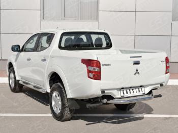 22 849 р. Защита заднего бампера (труба d63 с листом) SLITKOFF  Mitsubishi L200  5 KK,KL (2015-2019) дорестайлинг (Лист алюминий/профиль нержавейка)  с доставкой в г. Керчь. Увеличить фотографию 3