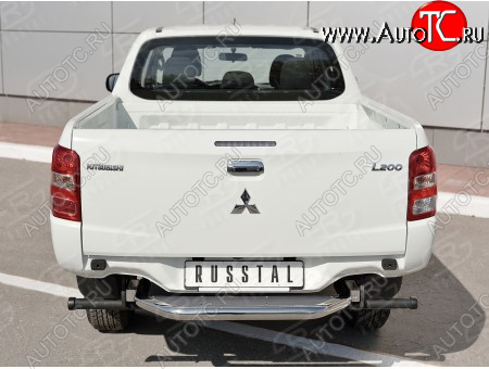 24 999 р. Защита заднего бампера (труба d63 с листом) SLITKOFF  Mitsubishi L200  5 KK,KL (2015-2019) дорестайлинг (Лист и профиль нержавейка)  с доставкой в г. Керчь