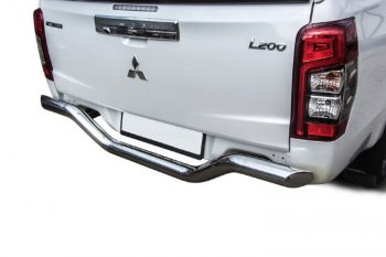 17 399 р. Защита заднего бампера Slitkoff (Ø 76 мм, без бампера)  Mitsubishi L200  5 KK,KL (2018-2022) рестайлинг (Нержавеющая сталь)  с доставкой в г. Керчь. Увеличить фотографию 2