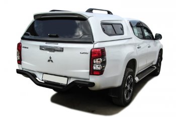 Защита заднего бампера Slitkoff (Ø 76 мм, без бампера) Mitsubishi L200  5 KK,KL (2018-2022) рестайлинг (Сталь с полимерным покрытием. Цвет: черный)