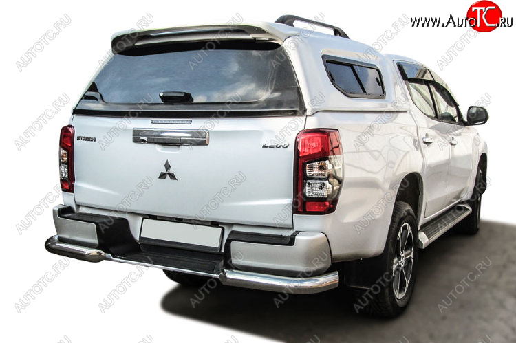 12 999 р. Защита заднего бампера Slitkoff (Ø 76 мм, уголки, с бампером)  Mitsubishi L200  5 KK,KL (2018-2022) рестайлинг (Нержавеющая сталь)  с доставкой в г. Керчь