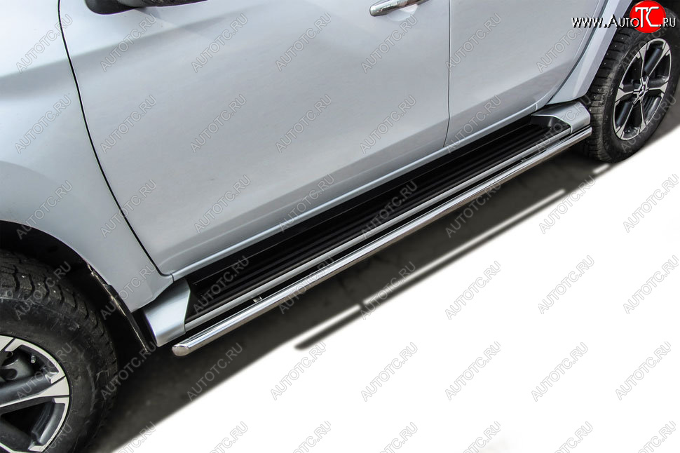 13 999 р. Защита порогов Slitkoff (Ø 42 мм)  Mitsubishi L200  5 KK,KL (2015-2019) дорестайлинг (Нержавеющая сталь)  с доставкой в г. Керчь