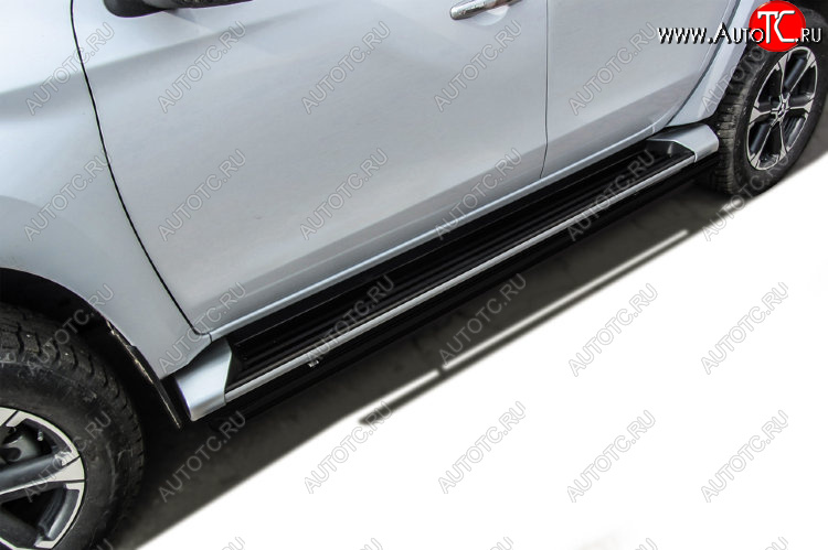 9 899 р. Защита порогов Slitkoff (Ø 42 мм)  Mitsubishi L200  5 KK,KL (2015-2019) дорестайлинг (Сталь с полимерным покрытием. Цвет: черный)  с доставкой в г. Керчь