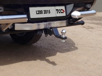 Фаркоп (тягово-сцепное устройство) TCC (надпись Mitsubishi, без заднего бампера) Mitsubishi L200  5 KK,KL (2015-2022) дорестайлинг, рестайлинг (Оцинкованный, шар E)