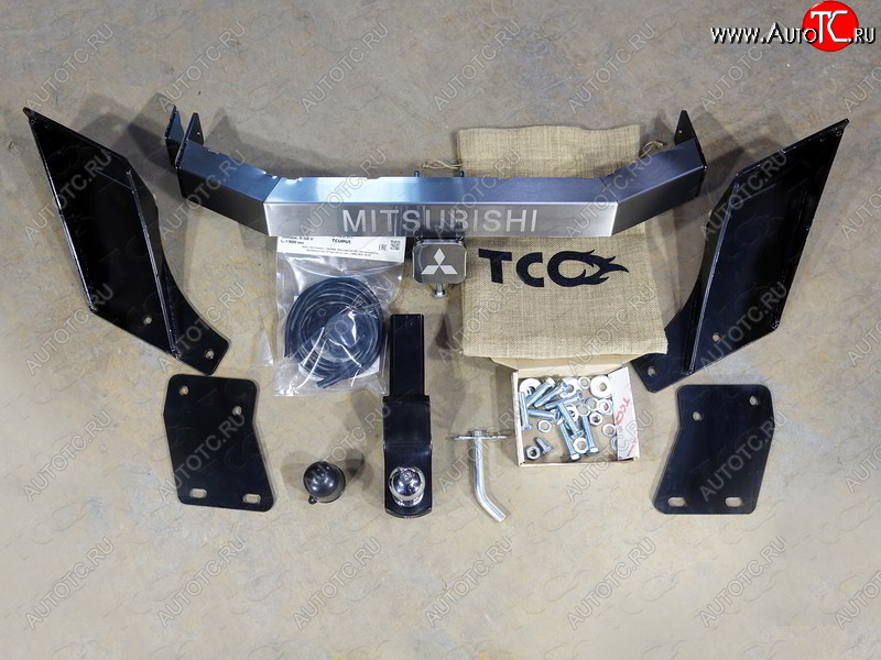 22 999 р. Фаркоп (тягово-сцепное устройство) TCC (надпись Mitsubishi, с задним бампером)  Mitsubishi L200  5 KK,KL (2015-2022) дорестайлинг, рестайлинг (Оцинкованный, шар E - нержавейка)  с доставкой в г. Керчь