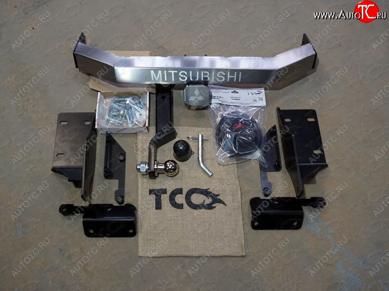 23 849 р. Фаркоп (тягово-сцепное устройство) без заднего бампера TCC  Mitsubishi L200  5 KK,KL (2015-2022) дорестайлинг, рестайлинг (оцинкованный, шар Е, усиленный, надпись Mitsubishi)  с доставкой в г. Керчь