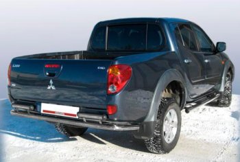 Защита переднего бампера Slitkoff (Ø 57 мм). Mitsubishi L200 ( 4,  5 KK,KL) (2006-2022)  дорестайлинг, рестайлинг (Сталь с полимерным покрытием. Цвет: серебристый)