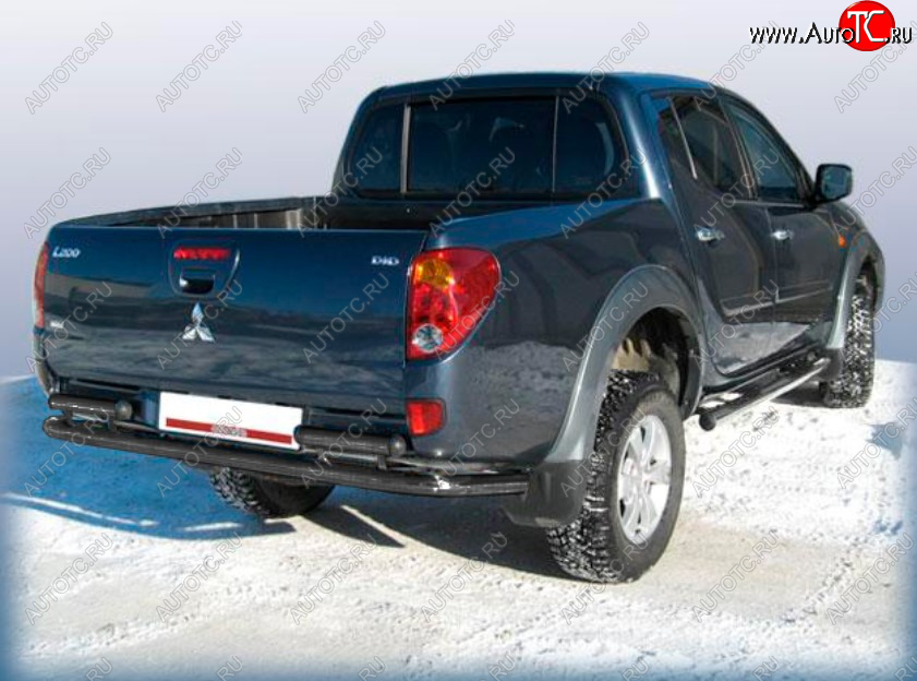 10 299 р. Защита заднего бампера Slitkoff (Ø 57 мм) Mitsubishi L200 4  дорестайлинг (2006-2014) (Сталь с полимерным покрытием. Цвет: черный)  с доставкой в г. Керчь