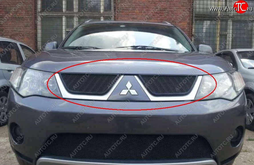 3 149 р. Защитная решётка в воздуховод автомобиля Russtal (черная) Mitsubishi L200 4  дорестайлинг (2006-2014)  с доставкой в г. Керчь