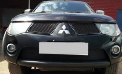 2 099 р. Нижняя сетка на бампер Russtal (черная) Mitsubishi Pajero Sport PB дорестайлинг (2008-2013)  с доставкой в г. Керчь. Увеличить фотографию 2