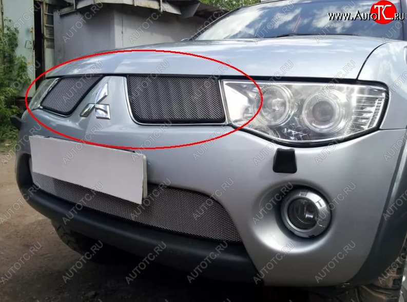 3 279 р. Защитная решётка в воздуховод автомобиля Russtal (хром) Mitsubishi L200 4  дорестайлинг (2006-2014)  с доставкой в г. Керчь